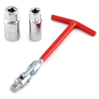 Qwork Spark Plug Socket Wrench, Universal,T-Handle, 6Mm (5/8"") & 21Mm (13/16"") Remover Installer