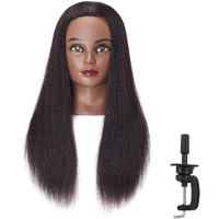Hairingrid Mannequin Head 24""-26""100% Human Hair Hairdresser Cosmetology Mannequin Manikin Training Head Hair And Free Clamp Holder (R71906B0218H)