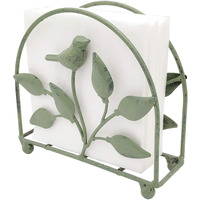 Cast Iron Bird & Tree Classic Napkin Holder/Tabletop Freestanding Tissue Dispenser, Rustic Green