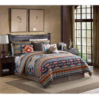 Chezmoi Collection Wyoming 7-Piece Southwestern Geometric Tribal Comforter Set - Printed Multicolor Beige Brown Blue Red Bedding Set, King