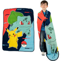 Franco Pokemon Anime Pikachu And Bulbasaur Kids Bedding Super Soft Micro Raschel Throw, 46 In X 60 In, (Official Licensed Product)