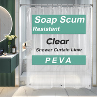 Amazerbath Shower Curtain Liner, 72X72 Clear Shower Curtain Liner, Waterproof Plastic Shower Liner, Cute Lightweight Peva Shower Curtain For Bathroom With 3 Magnets And 12 Rustproof Metal Grommets