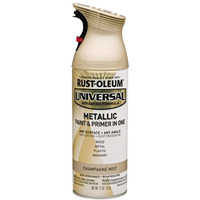 1014568 Spray Paint Chmpagn 11Oz Rust-Oleum Universal Metallic Champagne Mist Paint + Primer Spray Paint 11 Oz (Pack Of 6)