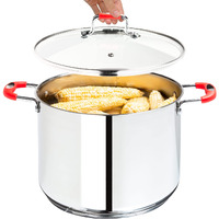 Millvado Stock Pot, Large Stainless Steel 11 Quart Stockpot, Large Cooking Pot, Clear Glass Lid And Measurement Markings, Steam Hole, Induction, Gas, Electric Compatible Big Boiling Pot