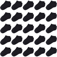 Duufin 25 Pairs Toddler Ankle Socks Low Cut Kids Half Cushion Toddler Socks Black Low Rise Ankle Socks For Toddler Boys And Girls (0-12M)