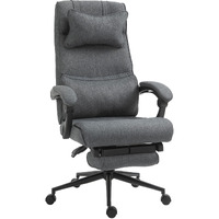 Vinsetto High Back Executive Office Chair, Reclining Computer Desk Chair With Footrest, Height Adjustable Fabric Office Chair With Headrest And Lumbar Support, Gray