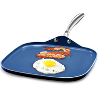 Granitestone Blue Nonstick 10.5    Griddle Pan/Flat Grill With Ultra Durable Mineral And Diamond Triple Coated Surface, Stay Cool Stainless-Steel Handle, Oven & Dishwasher Safe, 100% Pfoa Free