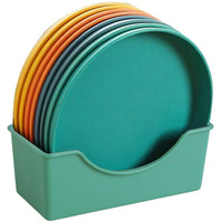 Baiouda Appetizer Plates, Cake Dessert Plates, Reusable Lightweight Colorful Snack Tableware Great For Desserts, Sides Or Appetizers, Fruit, Candy, Side Dishes - 8Pack With Holder (Round)