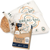 Think4Earth - Reusable Organic Cotton Bread Bag For Homemade Bread Large|Premium Quality Bread Bags-Unique Cotton Bags For Bread Loaves-Safe And Eco-Friendly Storage For Bread (2 Units)