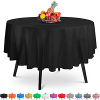 14 Pack Premium Round Black Plastic Tablecloth - 84 X 84 In. Disposable Round Plastic Table Cloth - Decorative Round Table Cover Smooth Table Cover - Disposable Table Cloths For Parties, Weddings