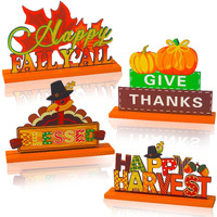 4 Pieces Thanksgiving Party Decorations Wooden Happy Fall Y'All Party Supplies Thanksgiving Centerpieces Autumn Table Decorations For Home Party Holiday