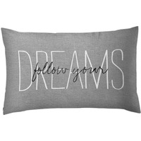 Emvency Throw Pillow Cover Rustic Gray Follow Your Dreams Decorative Pillow Case Monogram Home Bed Decor Rectangle Queen Size 20X30 Inch Cushion Pillowcase