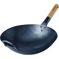 Letschef Preseasoned Carbon Steel Wok 14 Inches Hand Hammered Chinese Traditional Wok And Stir Fry Pan Round Bottom With Bamboo Handle Pfoa Free Cookware