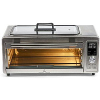 Emeril Power Grill 360, 6-In-1 Countertop Convection Toaster Oven With Top Indoor Grill, Air Fry, Roast, Toast, Bake, Dehydrate, Glass Lid, Stainless Steel