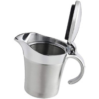 Double Insulated Gravy Boat - Stainless Steel Sauce Jug With Hinged Lid Hinged Lid Ideal For Gravy Or Cream At Thanksgiving (450Ml/16 Oz)