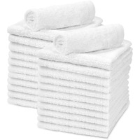 Talvania White Cotton Washcloths - Pack Of 24 - Super Absorbent Bathroom Face Towels - 12"" X12    Terry Bath Wash Cloth Set - Spa Home Cleaning Towel Multi-Purpose - 100% Ring Spun Cotton