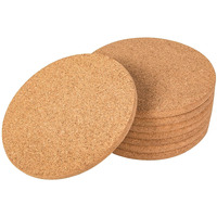 Crchom Cork Trivet 8 Pack Round Cork Hot Pads For Dishes 8"" X 0.4"" High Density Thick, Cork Hot Pads For Kitchen, Heat Resistant Cork Trivets For Pots And Pans, Cork Mat For Countertop & Table