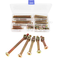 Binifimux 50Pcs 1/4-20"" Baby Bed Hardware Replacement Kit, Zinc Plated Hex Socket Cap Drive Screws Barrel Nuts Assortment Kit For Cot Chairs Furniture, 1-1/2"" 2"" 2-1/4"" 2-3/4"" 3-1/4""