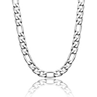 Sannyra 30 Inches Figaro Mens Chain Necklaces - 8.5Mm Stainless Steel Chain Necklace Men - Silver Chain Necklace For Boys