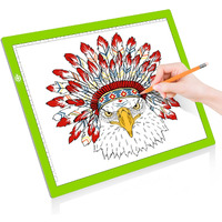 Litenergy A3 Led Copy Board Light Tracing Box, Ultra-Thin Adjustable Usb Power Artcraft Led Trace Light Pad For Tattoo Drawing, Streaming, Sketching, Animation, Stenciling (Green)