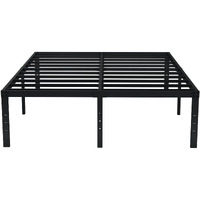 Emoda Queen Bed Frame No Box Spring Needed 18 Inch Heavy Duty Metal Tall Platform Bed Frame Queen Size With Large Storage Space, Easy Assembly, Black