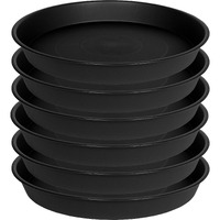 Bleuhome 6 Pack Of 12 Inch Plant Saucer, Heavy Duty Plastic Plant Saucer 12 Inch Round, Plant Tray For Pots, Flower Saucers For Indoors, Garden Plate Bowls, Trays For Planter 10""/11""/12"" (Black)