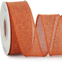 Ribbli Orange Burlap Wired Ribbon,1-1/2 Inch X 10 Yard,Wired Edge Ribbon For Big Bow,Wreath,Tree Decoration,Outdoor Decoration