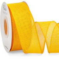 Ribbli Yellow Burlap Wired Ribbon,1-1/2 Inch X 10 Yard, Wired Edge Ribbon For Big Bow,Wreath,Tree Decoration,Outdoor Decoration