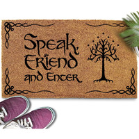 Speak Friend And Enter Doormat 30X17 Inch, The Lord Of The Rings Merchandise Welcome Mat Funny, Speak Friend And Enter Welcome Mat, Lotr Gifts, Lord Of The Rings Decor, Funny Lord Of The Rings Doormat