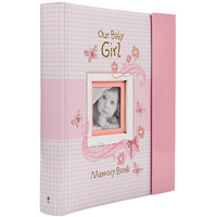 Christian Art Gifts Girl Baby Book Of Memories Pink Keepsake Photo Album | Our Baby Girl Memory Book | Baby Book With Bible Verses, The First Year