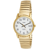 Timex Men's Easy Reader 35Mm Watch - Gold-Tone Case White Dial With Gold-Tone Tapered Expansion Band