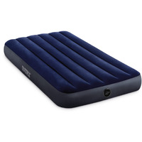 Intex 64757E Dura-Beam Standard Downy Air Mattress: Fiber-Tech - Twin Size - 10In Bed Height - 300Lb Weight Capacity - Pump Sold Separately Blue