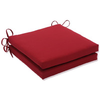 Pillow Perfect Pompeii Solid Indoor/Outdoor Patio Seat Cushions Plush Fiber Fill, Weather And Fade Resistant, Square Corner - 20"" X 20"", Red, 2 Count