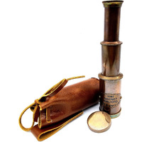 Nautical Brass Spyglass Telescope With Leather Case.