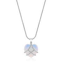 Idesign Bste Friend Necklac Diamond Castle Rose Quartz Heart Opal Necklace For Women Girls Birthday Gift, Mother's Day Necklace(Opal Stone Necklace)