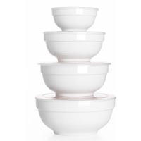 Dowan Ceramic Bowl Set With Lids, Serving Bowls With Lids, Food Storage Container, Porcelain Prep Bowl, Small Mixing Bowls For Kitchen, Microwave & Dishwasher Safe, 64/42/22/12 Ounces, Set Of 4