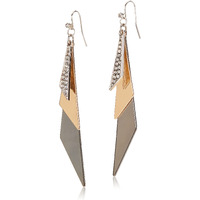 Guess ""Basic"" Mixed Metal Linear Triangles Drop Earrings