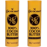 Cococare 100% Cocoa Butter Stick - All-Natural Cocoa Butter Emollient For Ultimate Skin Hydration & Protection - The Yellow Stick - (2 Pack)