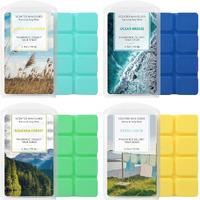 Scented Wax Melts, Wax Melts Wax Cubes, Soy Wax Cubes For Warmer Wax Melts Gift Set Ocean Breeze, Fresh Linen, Bohemia Forest, Winds In Summer (4 X 2.5Oz)