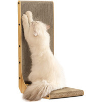 Fukumaru Cat Scratcher, 26.8 Inch L Shape Cat Scratch Pad Wall Mounted, Cat Scratching Cardboard With Ball Toy For Indoor Cats, Large Size