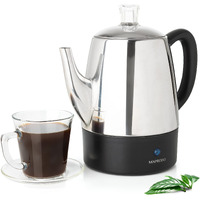 Mixpresso Small Percolator Coffee Pot Electric 4 Cup, Stainless Steel Coffee Maker, Coffee Percolator Electric With Keep Warm Function, 4 Cups Stainless Steel Percolator With Coffee Basket