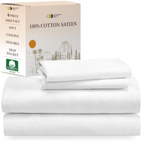 California Design Den Soft 100% Cotton Sheets King Size Bed Sheets Set With Deep Pockets, 4 Piece King Bedding Set For White Sheets, Cooling Sheets With Sateen Weave (White)