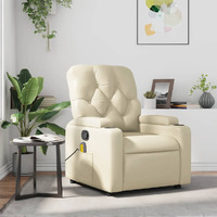 Vidaxl Massage Recliner Chair Cream Faux Leather