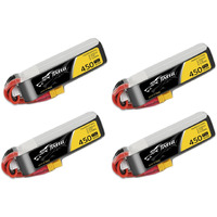 Tattu 4 Packs 450Mah 7.4V 75C 2S Lipo Battery Pack With Xt30 Plug - Long Size For H Frame And Betafpv 2S Whoop