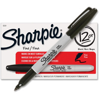 Sharpie Pen-Style Permanent Marker - Fine Marker Point - Black Alcohol Based Ink - 1 Dozen