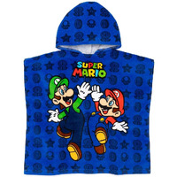 Super Mario Kids Towel Poncho | Boys Game Characters Mario Brothers Bath Towel | Luigi & Mario Star Blue Changing Robe