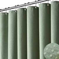 Dynamene Extra Wide Shower Curtain-108 Inch Wide Waffle Weave Weighted Thick Cloth Bathroom Shower Curtain, Neutral Heavy Duty Hotel Bath Curtain Set With 18 Plastic Hooks,108X72, Sage Green