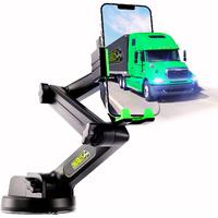 Truckules Truck Phone Holder Mount Heavy Duty Cell Phone Holder For Truck Dashboard Windshield 16.9 Inch Long Arm, Super Suction Cup & Stable, Compatible With Iphone & Samsung, Green, Semi Truck