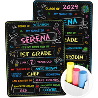 First Day Of School Sign - First Day Of School Board - 14    X 11    Double-Sided & Reusable - Back To School Supplies - Chalkboard For Kids - First Day Of Kindergarten Preschool 1St Grade School Supplies