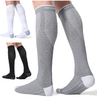 Celersport 3 Pairs Compression Socks For Men And Women 20-30 Mmhg Running Support Socks, Black + White + Grey, Xx-Large